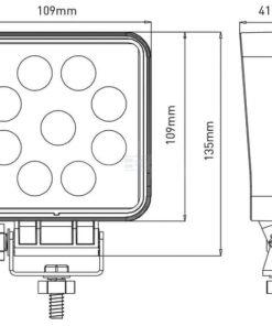 Luz de trabajo LED 27 W, 2376 lm, cuadrada, 10-30 V, 109 x 41 x 109 mm, proyector, Kramp