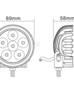 Luz de trabajo LED, 18W, 1440 lm, redonda, 10-30 V, Ø89 mm, proyector, 6 LED, Kramp 13 Luz de trabajo LED, 18W, 1440 lm, redonda, 10-30 V, Ø89 mm, proyector, 6 LED, Kramp