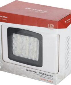 Luz de trabajo LED, 90 W, 8100 lm, cuadrada, 10 / 30 V, 135 x 124 mm, proyector, 9 LED, Kramp