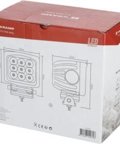 Luz de trabajo LED, 90 W, 8100 lm, cuadrada, 10 / 30 V, 135 x 124 mm, proyector, 9 LED, Kramp
