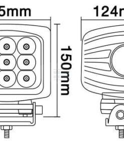 Luz de trabajo LED, 90 W, 8100 lm, cuadrada, 10 / 30 V, 135 x 124 mm, proyector, 9 LED, Kramp