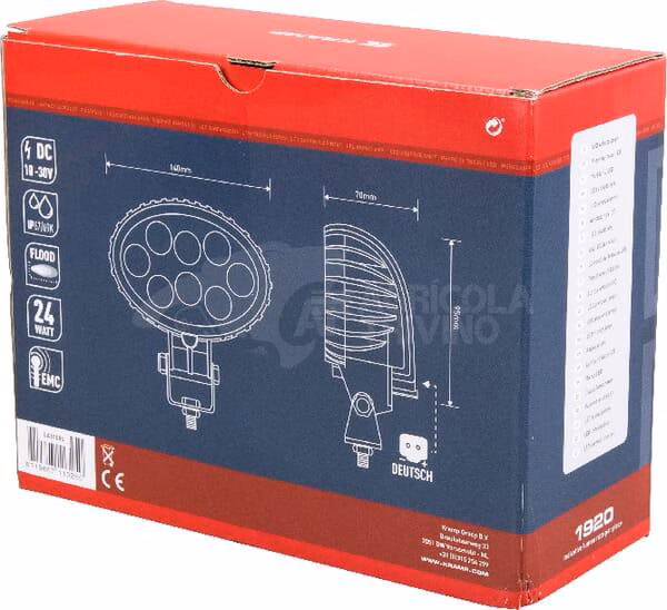 Luz de trabajo LED, 24 W, 1920 lm, oval, 10-30 V, blanca, 140 x 70 x 70 mm, enchufe Deutsch, proyector, 8 LED, Kramp 5 Luz de trabajo LED, 24 W, 1920 lm, oval, 10-30 V, blanca, 140 x 70 x 70 mm, enchufe Deutsch, proyector, 8 LED, Kramp