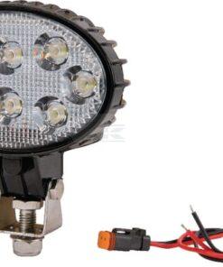 Luz de trabajo LED, 24 W, 1920 lm, oval, 10-30 V, blanca, 140 x 70 x 70 mm, enchufe Deutsch, proyector, 8 LED, Kramp