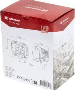 Faro de trabajo LED, 22.5W, 2850lm, cuadrado, 10/30V, 89x73x97mm, conector Deutsch, Kramp 19 Faro de trabajo LED, 22.5W, 2850lm, cuadrado, 10/30V, 89x73x97mm, conector Deutsch, Kramp