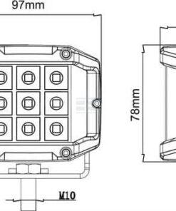 Faro de trabajo LED, 22.5W, 2850lm, cuadrado, 10/30V, 89x73x97mm, conector Deutsch, Kramp 21 Faro de trabajo LED, 22.5W, 2850lm, cuadrado, 10/30V, 89x73x97mm, conector Deutsch, Kramp