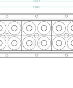 Barra de luces de trabajo LED, 36 W, 3060 lm, rectangular, 12 / 24 V, luz blanca, 198,6 x 79,5 mm, con cable, proyector, 12 LED, Kramp