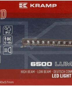 Barra luces LED, 120 W, 6500 lm, rectangular, 12/48V, blanca, 486 x 90 x 57 mm, conector Deutsch de 3 pines, luz diurna cortas/largas, Kramp