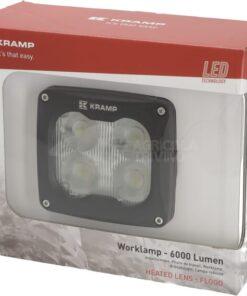 Faro de trabajo LED, 70 W, 6000 lm, cuadrado, 10/45 V blanco 120 x 110 x 72 mm, caldeado por sensor T°, haz amplio, 4 LEDs, Kramp