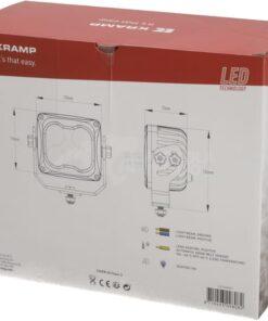 Faro de trabajo LED, 70 W, 6000 lm, cuadrado, 10/45 V blanco 120 x 110 x 72 mm, caldeado por sensor T°, haz amplio, 4 LEDs, Kramp