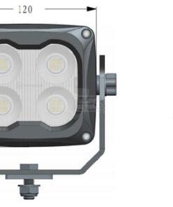 Faro de trabajo LED, 70 W, 6000 lm, cuadrado, 10/45 V blanco 120 x 110 x 72 mm, caldeado por sensor T°, haz amplio, 4 LEDs, Kramp