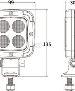 Luz de trabajo LED, 20 W, 2200 lm, cuadrada, 10-80 V, proyector, Kramp