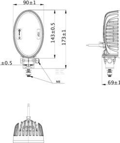 Luz de trabajo LED, 24 W, 2240 lm, ovalada, proyector, Kramp