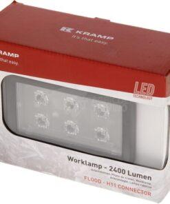 Luz de trabajo LED, 30 W, 2400 lm, rectangular, proyector, H11, Kramp