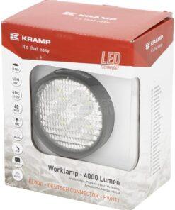 Faro trabajo LED, 40W, 4000lm, redondo, blanco, 10/30 V, 84 x 126 x 71,8 mm, enchufe AMP, 4 LED, 360°, Kramp