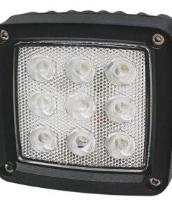 Foco de trabajo LED, 27 W, 3000 lm, cuadrado, blanco, 10/30 V, 100 x 100 x 81 mm, enchufe, Wide flood, 9 LED's Deutsch Kramp