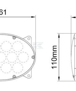 Foco de trabajo LED, 65W, 5200lm, ovalado, 10/30V, 161x110x90mm, wide flood, 13 LED's, H4, Kramp (*) 17 Foco de trabajo LED, 65W, 5200lm, ovalado, 10/30V, 161x110x90mm, wide flood, 13 LED's, H4, Kramp (*)