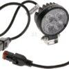 Faro de trabajo LED, 12 W, 1200 lm, redondo, 12/24 V, blanco, 65,7 x 85,8 x 35 mm enchufe Deutsch, luz de proyección, 8 LEDs