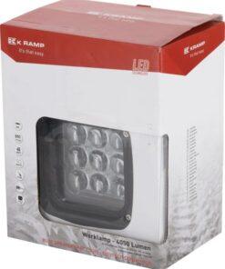 Faro de trabajo LED, 45 W, 4050 lm, cuadrado, 12/24 V, azul, 126 x 151 x 95 mm enchufe Deutsch, haz de luz concentrado, 9 LEDs