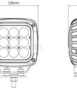 Faro de trabajo LED, 45 W, 4050 lm, cuadrado, 12/24 V, azul, 126 x 151 x 95 mm enchufe Deutsch, haz de luz concentrado, 9 LEDs