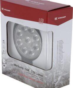 Faro de trabajo LED, 54W, 5100lm, redondo, 12/24V, Ø133x75mm, Deutsch enchufe, proyector, 9 LEDs, mango + interruptor