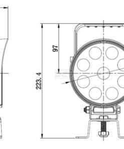Faro de trabajo LED, 54W, 5100lm, redondo, 12/24V, Ø133x75mm, Deutsch enchufe, proyector, 9 LEDs, mango + interruptor