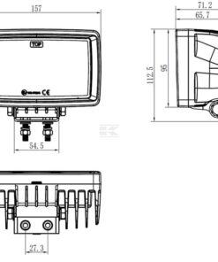 Foco de trabajo LED, 40W, 5600lm, rectangular, 12/24V, blanco, 157x117x76,3mm, Flood, 12 LED's