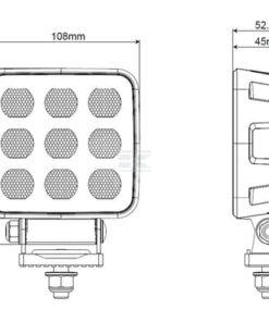 Faro de trabajo LED, 90 W, 6800 lm, cuadrado, 12/24 V, blanco, 108 x 120,7 x 52,7 mm enchufe Deutsch, luz de proyección, 18 LEDs
