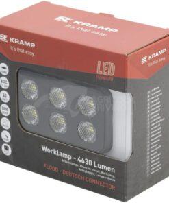 Faro de trabajo LED, 60 W, 4630 lm, rectangular, 12/24 V, blanco, 115 x 65 x 47 mm enchufe Deutsch, luz de proyección, 12 LEDs