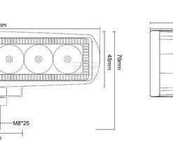 Foco de trabajo LED, 18W, 1620lm, rectangular, blanco, 160x60x70mm, haz luz concentrado, Kramp (caja de 8 uds.)