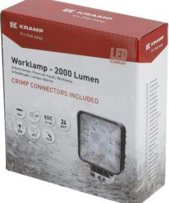 Foco de trabajo LED, 24W, 2000lm, cuadrado, blanco, 107x52x136mm, spot, Kramp