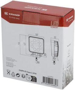 Foco de trabajo LED, 24W, 2000lm, cuadrado, blanco, 107x52x136mm, spot, Kramp
