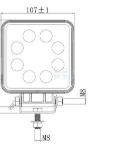 Foco de trabajo LED, 24W, 2000lm, cuadrado, blanco, 107x52x136mm, spot, Kramp