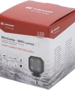 Foco de trabajo LED, 20W, 3000lm, cuadrado, blanco, 75x47x107,5mm, conector Deutsch 2-pin, luz proyección, Kramp (caja de 10 uds.)
