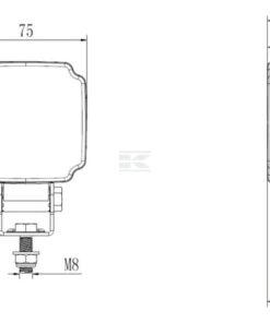 Foco de trabajo LED, 20W, 3000lm, cuadrado, blanco, 75x47x107,5mm, conector Deutsch 2-pin, luz proyección, Kramp (caja de 10 uds.)