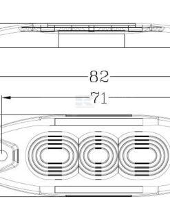 Luz de advertencia intermitente LED, rectangular, 10/30 V, rojo, 82 x 30 x 9 mm, 3 LED's, Kramp