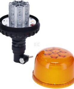 Faro rotativo destellante LED, 20W, 12-24V, ámbar, montaje poste flexible, Ø126 mm x 201 mm