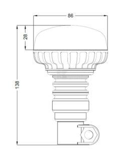 Beacon LED, low profile, 15W, 12-24V, green, flexible pole mount, diameter  86mm x138mm
