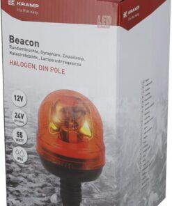 Baliza giratoria Halógena, 55W, 12V, ámbar, montaje en poste flexible, Ø 127mm x240mm, Kramp