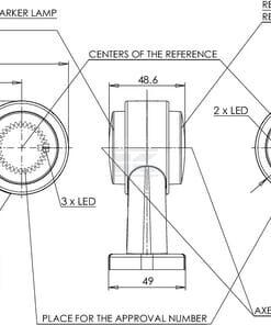 Luz de galibó Izda. LED, 12-24 V, 108 x 134 x 49 mm, Kramp