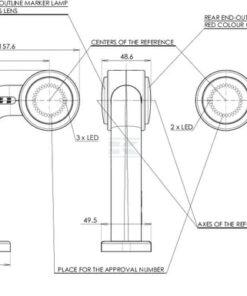 Luz de galibó Dcha. LED, 12-24 V, 180 x 157,6 x 48,6 mm, Kramp
