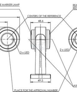 Luz de galibó Dcha. LED, 12-24 V, 125,5 x 148,5 x 48,6 mm, Kramp