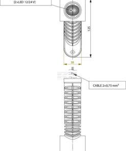 Luz de galibó Izda. LED, 0,7 / 1,4 W, 12-24 V, blanca/naranja/roja 125 x 55 x 175 mm, 3 LED, Kramp
