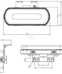 Luz galibó LED, roja, rectangular, 12-24 V, 133,8 x 53 x 25 mm, 