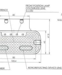 Luz de galibó LED, rectangular, 12-24 V, 105,4 x 45 x 11,8 mm, Kramp