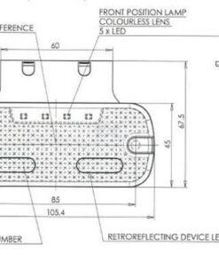 Luz de galibó LED, rectangular, 12-24 V, 105,4 x 45 x 11,8 mm, Kramp