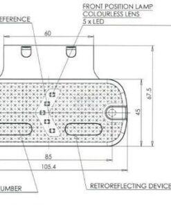 Luz de galibó LED, rectangular, 12-24 V, 105,4 x 45 x 11,8 mm, Jaeger, Kramp