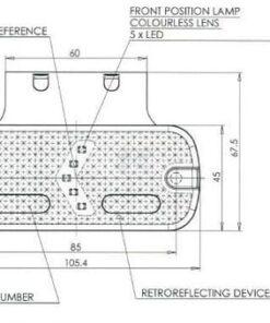 Luz de galibó LED, rectangular, 12-24 V, 105,4 x 45 x 11,8 mm, Kramp