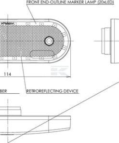 Luz de galibó LED, rectangular, 12-24 V, 114 x 40 x 25 mm, Kramp