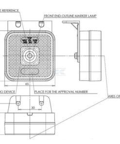 Luz de galibó LED, cuadrada, 12-24 V, 65 x 65 x 28 mm, Kramp
