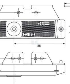 Luz de galibó LED, rectangular, 12-24 V, 130 x 57 x 43 mm, Kramp